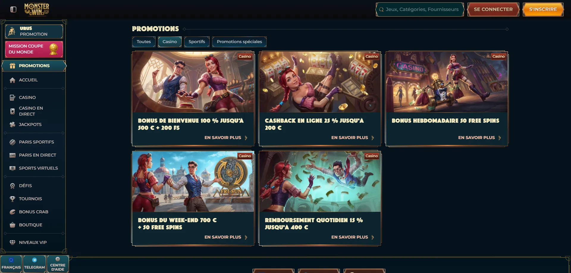 monsterwin-porom2 Bonus di benvenuto Monsterwin fino a €500 — promozioni casinò Italy